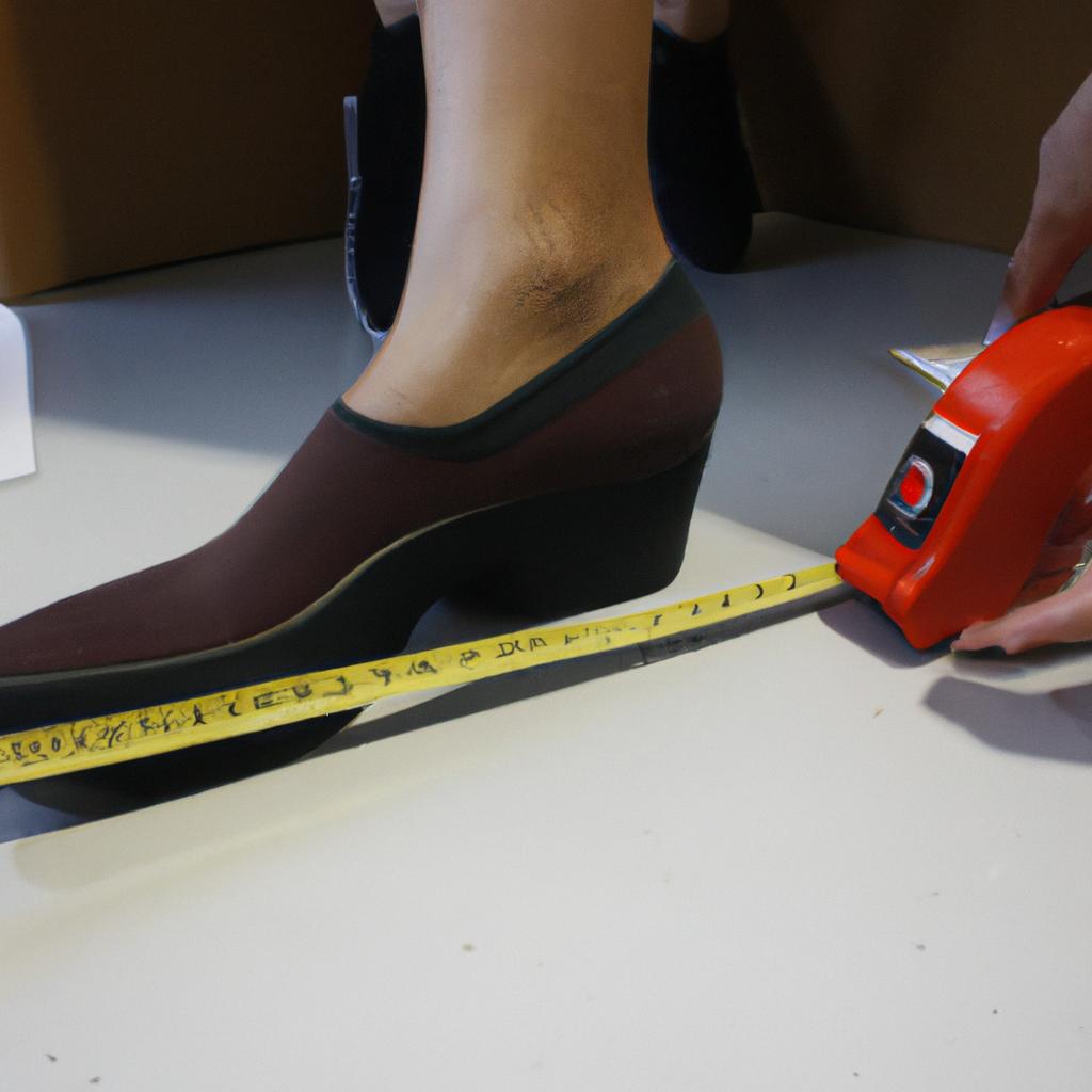 Person measuring shoe size accurately
