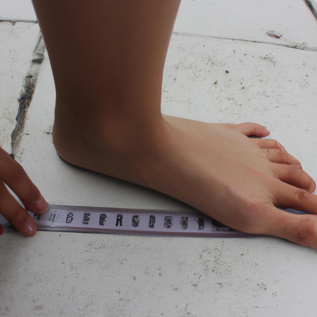 Person measuring their foot size